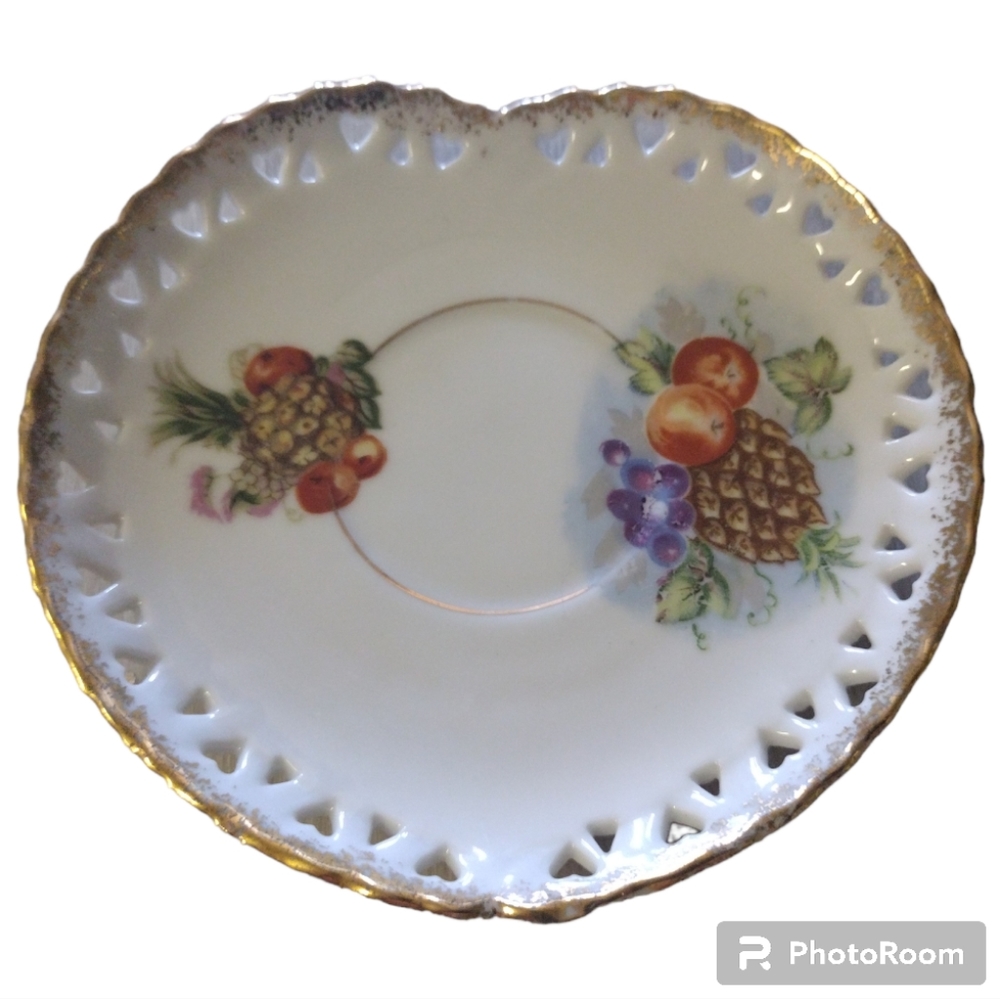 Vintage Pineapple Fruit Theme  Porcelain Tea Saucer Plate